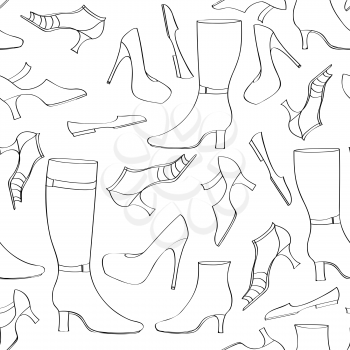 Beautiful shoes and boots pattern. High heels seamless texture.