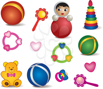 Baby toys isolated. Set of toy icon. Baby care play sign collection