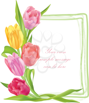 Flower bouquet Floral frame. Summer greeting card background