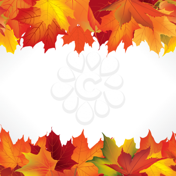 Autumn frame with leaves. Fall seamless border background with copy space.