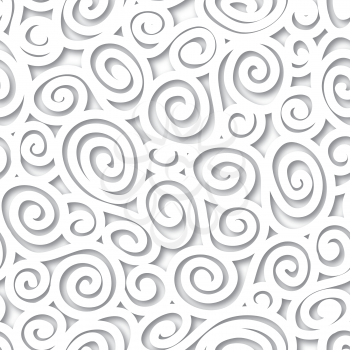 Abstract white background in 1960s style.Geometric lined seamless pattern. Spiral texture. Black and white structure