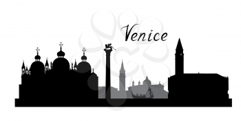 Venice famous landmarks skyline. Travel Italy background. City silhouette