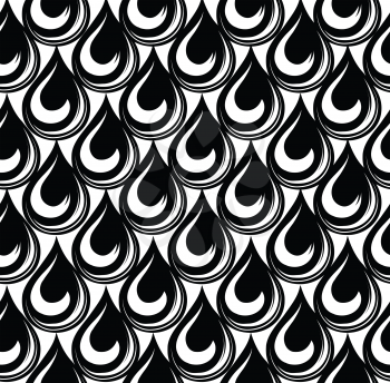 Geometric seamless pattern. Vector abstract background. Tiling black and white water drop  texture. Cool cell structure