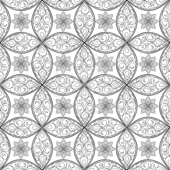 Abstract seamless pattern. Geometric ornamental floral background.