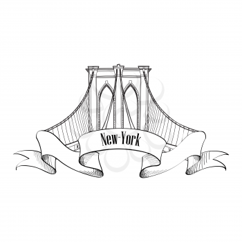 New York Brooklyn Bridge Symbol. Label Design