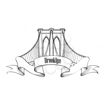 New York Brooklyn Bridge Symbol. Label Design