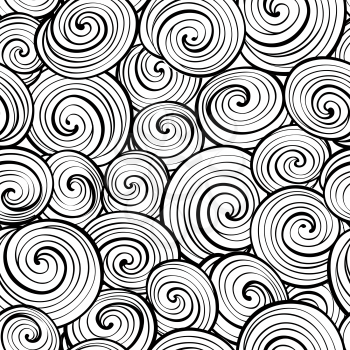 Wave seamless pattern. Abstract geometric tiled background. Black and white texture.