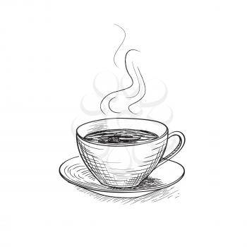 Cup of coffee. Coffee break icon. Vector stylish symbol. Doodle illustration. 
