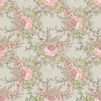 Floral seamless background. Flower pattern. Flourish tiled spring  texture.
