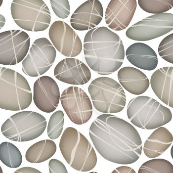 Sea pebbles under water seamless pattern. Stone decorative background