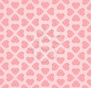 Love heart doodle seamless pattern Valentine day holiday tile ornament