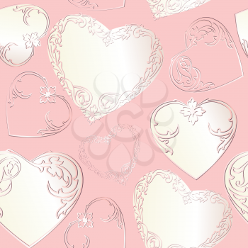 Red love hearts seamless pattern. Valentine day holiday tile ornament