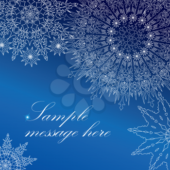 Snow greeting card pattern. Christmas Winter holiday background