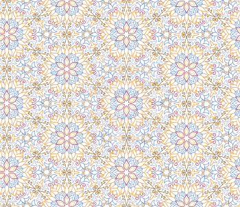 Abstract oriental floral seamless pattern. Flower geometric ornamental background. Floral ethnic tiled ornament with flowers.