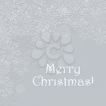 Merry Christmas greeting card design. Winter holiday snow background