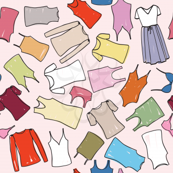 Fashion cloth seamless pattern. Women dress, underwear background