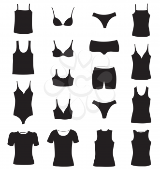 Female fashion underwear cloth sign. Womens lingerie dress icon set.