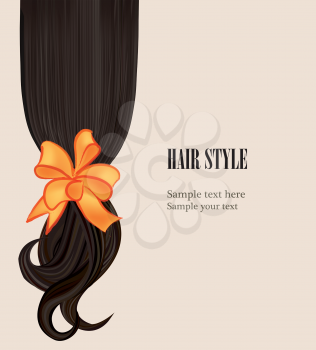 Hair style. Beauty salon poster with curly black hairstyle background