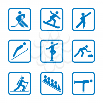 Winter sport icon Set. Winter Olympic club signs, fitness exercises