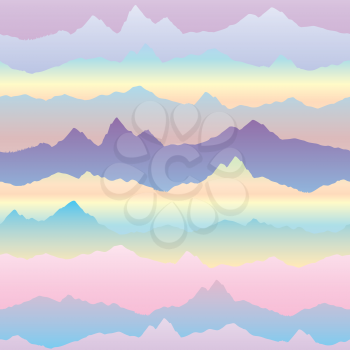 Abstract wavy mountain skyline background. Cardio effect seamless pattern. Dynamic motion wave texture