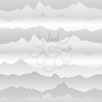 Abstract wavy mountain skyline background. Nature landscape winter seamless pattern. Dynamic motion wave texture