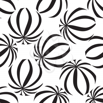Abastract geometric striped balls seamless pattern. Circle grid texture for wallpaper, surface or cover. Black and white background. Abstraction wallpaper