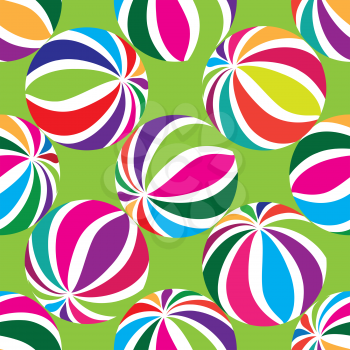 Abstract geometric striped balls seamless pattern. Circular texture for wallpaper, surface or cover. Fun funky background. Festive wallpaper