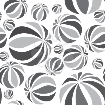 Abstract geometric striped balls seamless pattern. Circular texture for wallpaper, surface or cover. Fun funky background. Black and white wallpaper