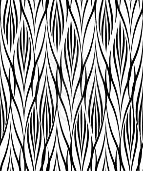 Abstract floral seamless pattern. Geometric line black ornament. Ornamental stylish background. Abstract stripe tile texture