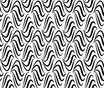 Abstract seamless pattern with black and white line ornament Swirl geometric doodle texture. Ornamental floral optical effect background.
