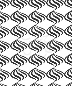 Abstract seamless pattern with black and white line ornament Swirl geometric doodle texture. Ornamental wave optical effect background.