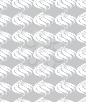 Abstract seamless pattern with gray and white line ornament Swirl geometric doodle texture. Ornamental wave optical effect background.