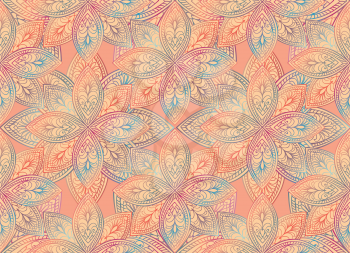Abstract floral seamless pattern. Geometric ornament texture. Oriental ethnic background.