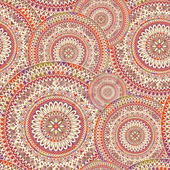 Abstract seamless pattern with circular ornament Swirl geometric oriental doodle texture. Engrave background.