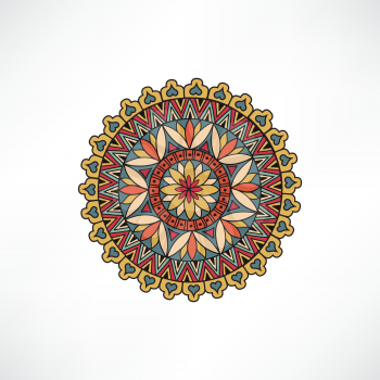 Abstract floral decorative element. Geometric ornament. Oriental ethnic mandala with Islam, Arabic, Indian, ottoman motif.
