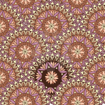 Abstract seamless pattern with circular ornament Swirl geometric doodle texture. Ornamental tiled orienatal background.