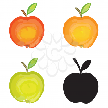 Apples isolated. Apple fruit set. Hand drawn watercolor set. Vector illustration collection.