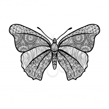 Butterfly. Vintage decorative elements with mandalas. Oriental pattern, vector illustration.