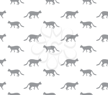 Cat walking seamless pattern. Pets vector background.