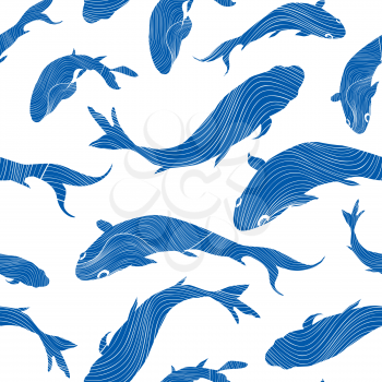 Marine life seamless texture. Fish background. Underwater pattern.