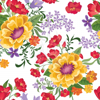 Floral seamless pattern. Flower border background. Floral tile spring texture with flowers.