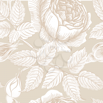 Floral seamless pattern. Flower background in retro style. Floral seamless texture with flowers roses.