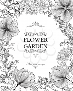 Floral background. Flower bouquet vintage cover. Flourish card with copy space.