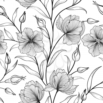 Floral seamless pattern. Flower background. Floral tile ornamental texture with flowers. Spring flourish garden