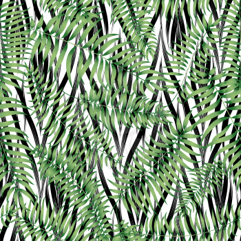 Floral abstract geomtric tiled pattern. Tropical palm leaves seamless background