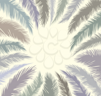 Floral background with sheet. Palm leaves frame.