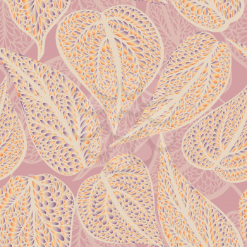 Floral leaves seamless pattern. Leaf textured background. Ornamental flourish tiled texture