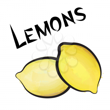 Lemons isolated. Lemon fruit set. Hand drawn watercolor set. Vector illustration collection.