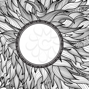 Abstract ornament for tatoo. Zentangle pattern. Round shape stylized border. Indian, Arabic Mandala. Ornamental background with frame in asian ethnic floral doodle style. Henna paisley mehndi doodles 
