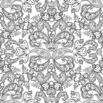 Abstract floral pattern in vintage oriental style. Geometric floral ornament texture. Oriental flower ethnic background.